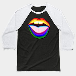 Funky colorful pop art style lips- LGBT- rainbow - flag - retro Baseball T-Shirt